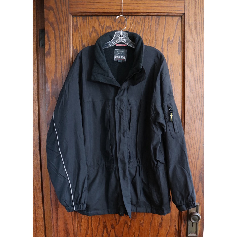 Vintage PACIFIC TRAIL Outdoor Jacket Mens XL Black Fleece Lined Gorpcore Utlity